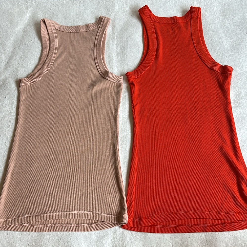 Easy Standard Racerback Ribbed Tank top Bundle in Peachy Nude & Orange size S - Picture 6 of 6